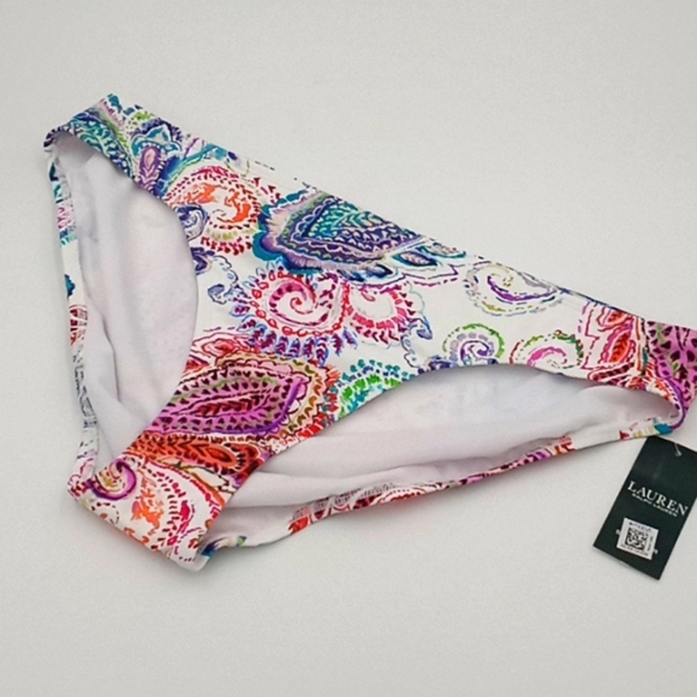 Lauren Ralph Lauren Captiva Paisley‎ Hipster Swim Bottom White 16